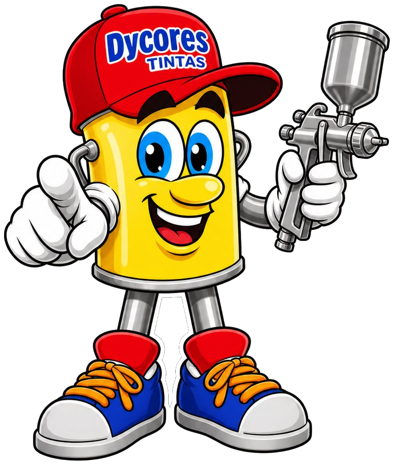 Mascote Dycores Tintas com pistola de pintura
